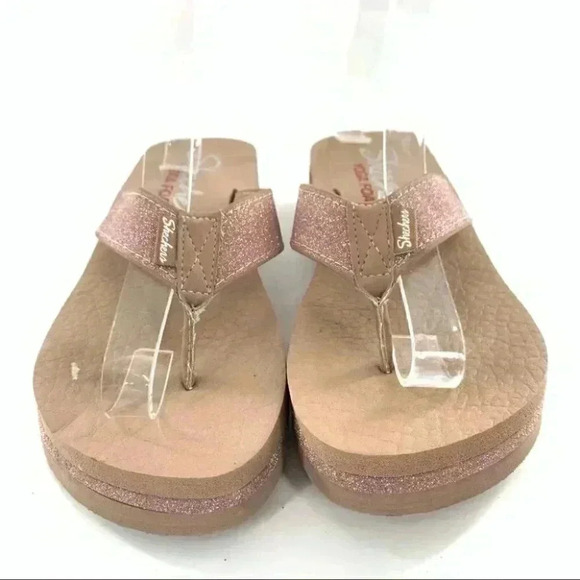 Sketchers Sandals 6 36 pink glitter yoga foam flatform flip flops vintage Y2k - Picture 3 of 12